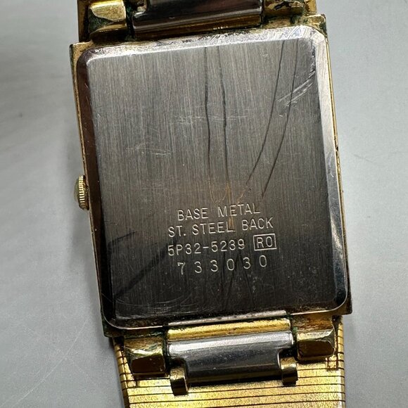 Vintage Seiko Watch Men Gold Tone Rectangle Dial Date Window New Battery 7.75" - Picture 5 of 12